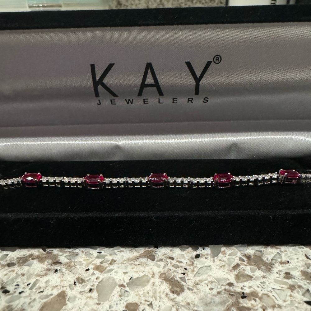 Ruby and White Topaz Bracelet